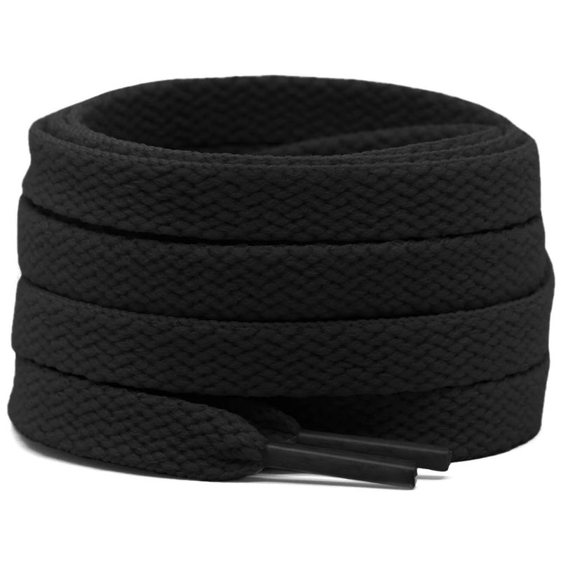 DELELE 2 Pair 24 inch Flat Shoe laces 5/16"" Wide Shoelaces for Athletic Running Sneakers Shoes Boot Strings Black - Image 1